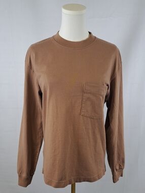 Uniqlo U Brown Heavyweight Cotton Long Sleeve Pocket Tee Indie Streetwear XS / S